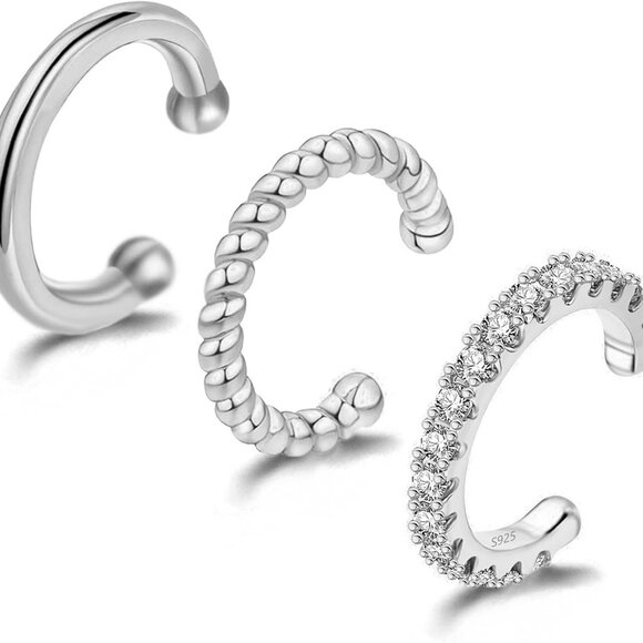 3PCS Ear Cuff Gold Silver Cuff Earrings for Women Teen Trendy Non Piercing Hypoa - Picture 2 of 8